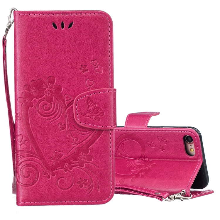 For iPhone SE 2020 & 8 & 7 Pressed Flowers Butterfly Love Pattern Horizontal Flip Leather Case with Holder & Card Slots & Wallet & Lanyard & Photo Frame