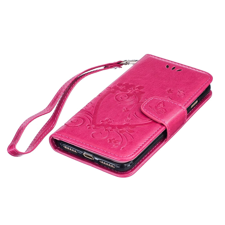 For iPhone SE 2020 & 8 & 7 Pressed Flowers Butterfly Love Pattern Horizontal Flip Leather Case with Holder & Card Slots & Wallet & Lanyard & Photo Frame