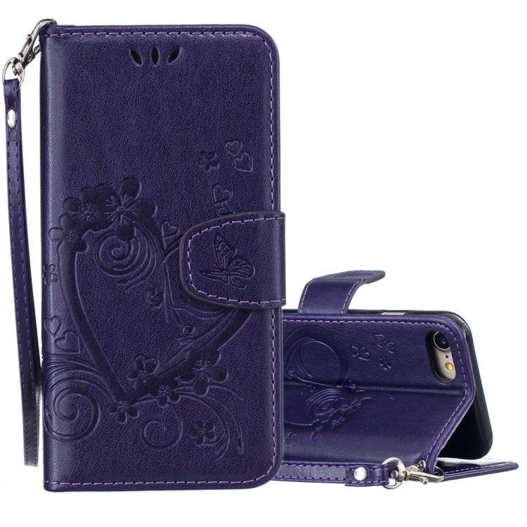 For iPhone SE 2020 & 8 & 7 Pressed Flowers Butterfly Love Pattern Horizontal Flip Leather Case with Holder & Card Slots & Wallet & Lanyard & Photo Frame