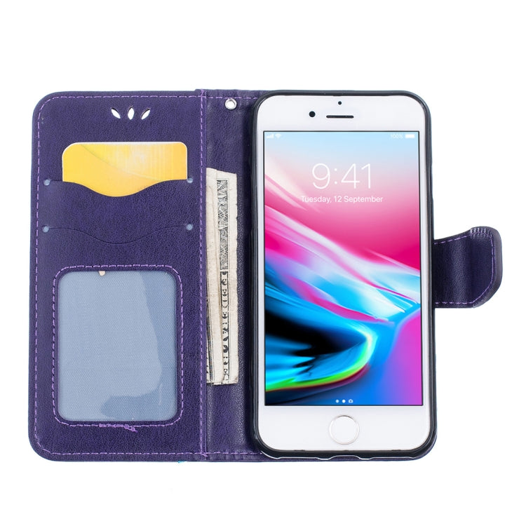 For iPhone SE 2020 & 8 & 7 Pressed Flowers Butterfly Love Pattern Horizontal Flip Leather Case with Holder & Card Slots & Wallet & Lanyard & Photo Frame