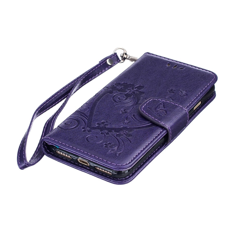 For iPhone SE 2020 & 8 & 7 Pressed Flowers Butterfly Love Pattern Horizontal Flip Leather Case with Holder & Card Slots & Wallet & Lanyard & Photo Frame