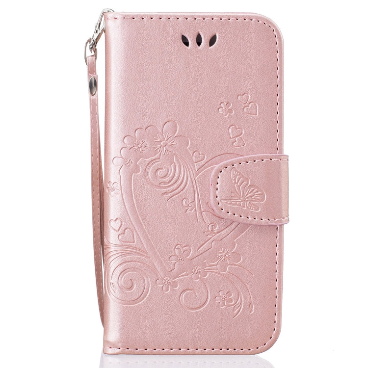 For iPhone SE 2020 & 8 & 7 Pressed Flowers Butterfly Love Pattern Horizontal Flip Leather Case with Holder & Card Slots & Wallet & Lanyard & Photo Frame
