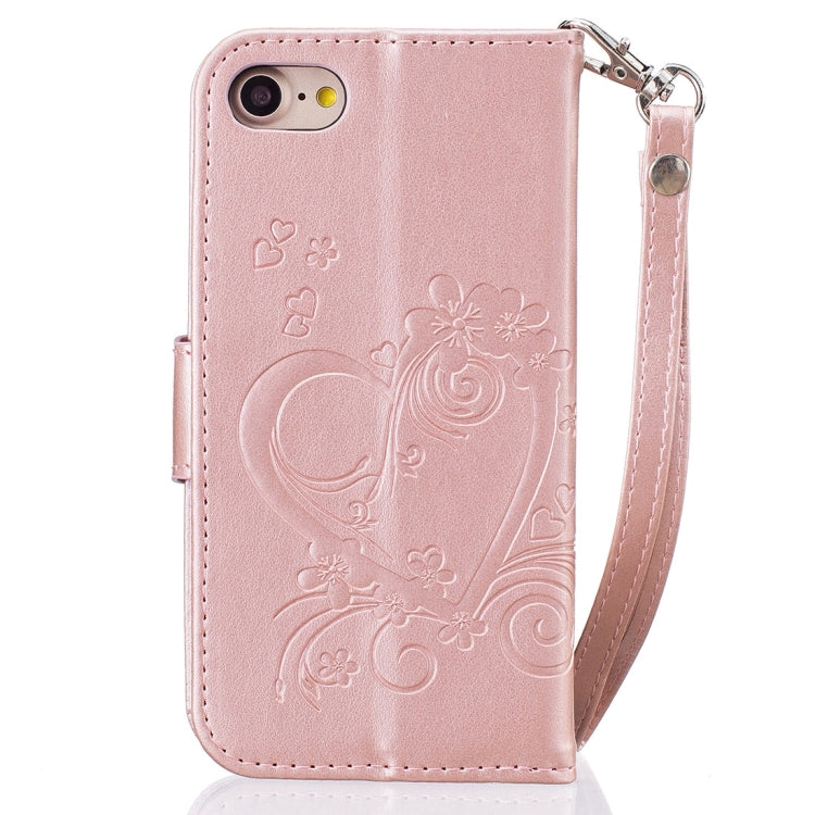 For iPhone SE 2020 & 8 & 7 Pressed Flowers Butterfly Love Pattern Horizontal Flip Leather Case with Holder & Card Slots & Wallet & Lanyard & Photo Frame