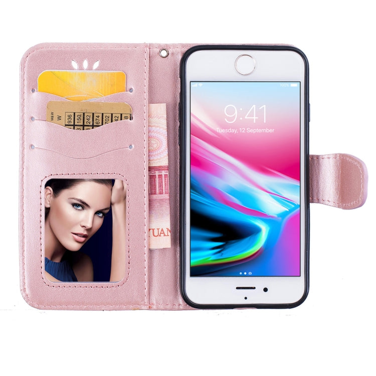 For iPhone SE 2020 & 8 & 7 Pressed Flowers Butterfly Love Pattern Horizontal Flip Leather Case with Holder & Card Slots & Wallet & Lanyard & Photo Frame