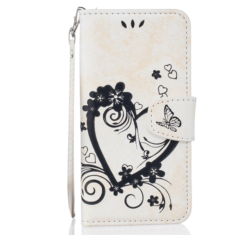 For iPhone SE 2020 & 8 & 7 Pressed Flowers Butterfly Love Pattern Horizontal Flip Leather Case with Holder & Card Slots & Wallet & Lanyard & Photo Frame