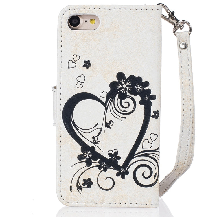 For iPhone SE 2020 & 8 & 7 Pressed Flowers Butterfly Love Pattern Horizontal Flip Leather Case with Holder & Card Slots & Wallet & Lanyard & Photo Frame