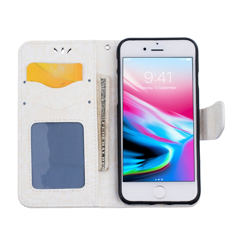 For iPhone SE 2020 & 8 & 7 Pressed Flowers Butterfly Love Pattern Horizontal Flip Leather Case with Holder & Card Slots & Wallet & Lanyard & Photo Frame