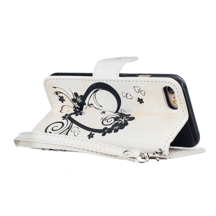For iPhone SE 2020 & 8 & 7 Pressed Flowers Butterfly Love Pattern Horizontal Flip Leather Case with Holder & Card Slots & Wallet & Lanyard & Photo Frame