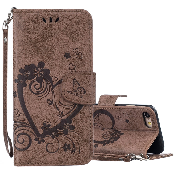 For iPhone SE 2020 & 8 & 7 Pressed Flowers Butterfly Love Pattern Horizontal Flip Leather Case with Holder & Card Slots & Wallet & Lanyard & Photo Frame