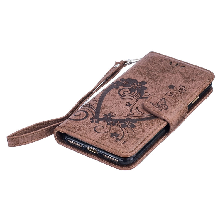 For iPhone SE 2020 & 8 & 7 Pressed Flowers Butterfly Love Pattern Horizontal Flip Leather Case with Holder & Card Slots & Wallet & Lanyard & Photo Frame