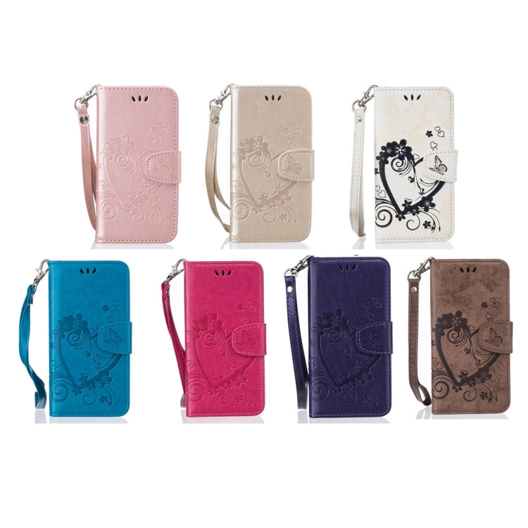 For iPhone SE 2020 & 8 & 7 Pressed Flowers Butterfly Love Pattern Horizontal Flip Leather Case with Holder & Card Slots & Wallet & Lanyard & Photo Frame