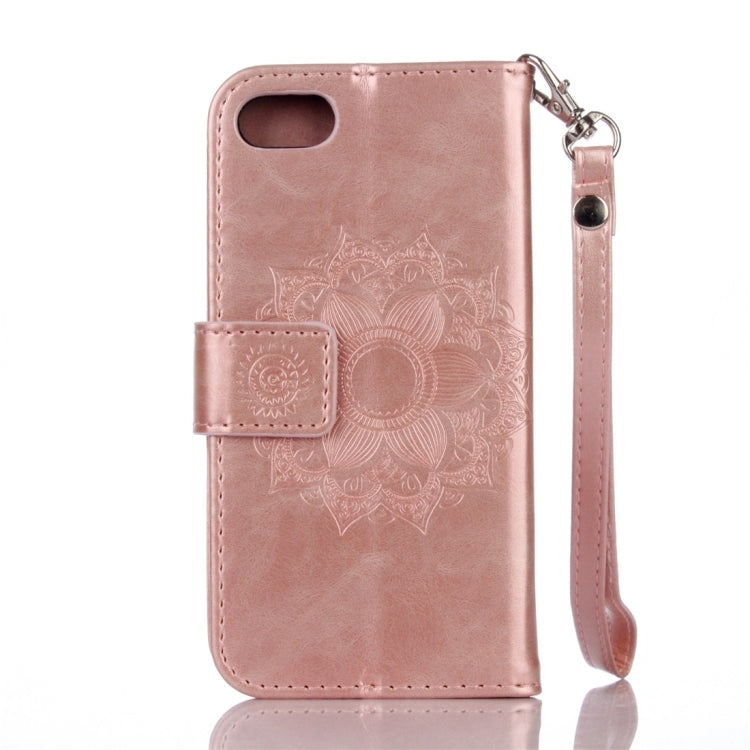 For iPhone SE 2020 & 8 & 7 Mandragora Pattern Crystal Encrusted Horizontal Flip Leather Case with Card Slot & Holder & Wallet & Lanyard
