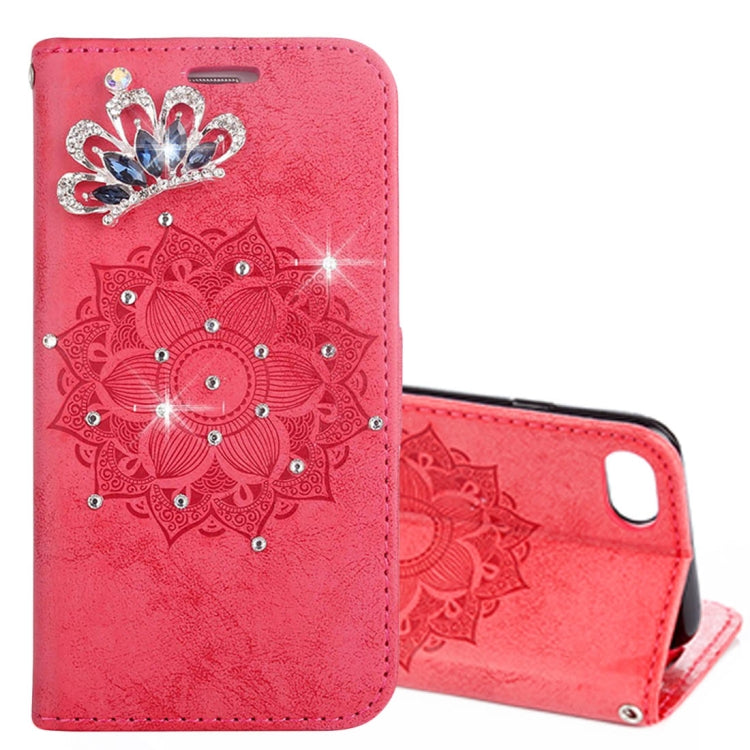For iPhone SE 2020 & 8 & 7 Mandragora Pattern Crystal Encrusted Horizontal Flip Leather Case with Card Slot & Holder & Wallet & Lanyard