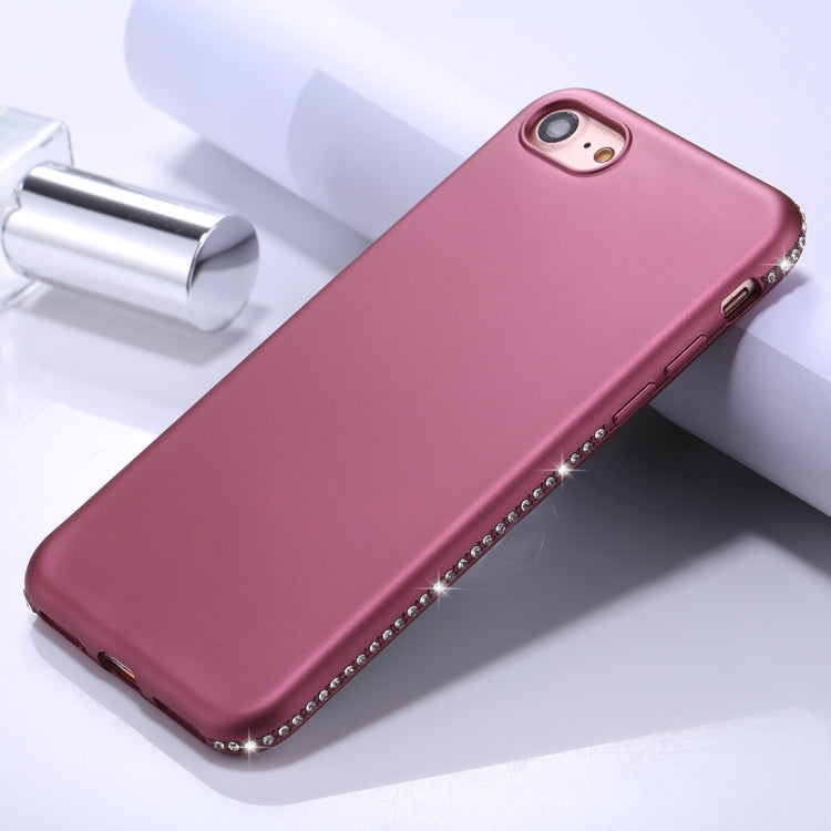 For iPhone SE 2020 & 8 & 7 Crystal Decor Sides Frosted Soft TPU Protective Back Case