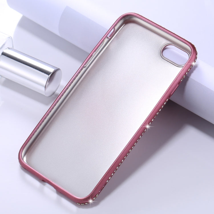 For iPhone SE 2020 & 8 & 7 Crystal Decor Sides Frosted Soft TPU Protective Back Case