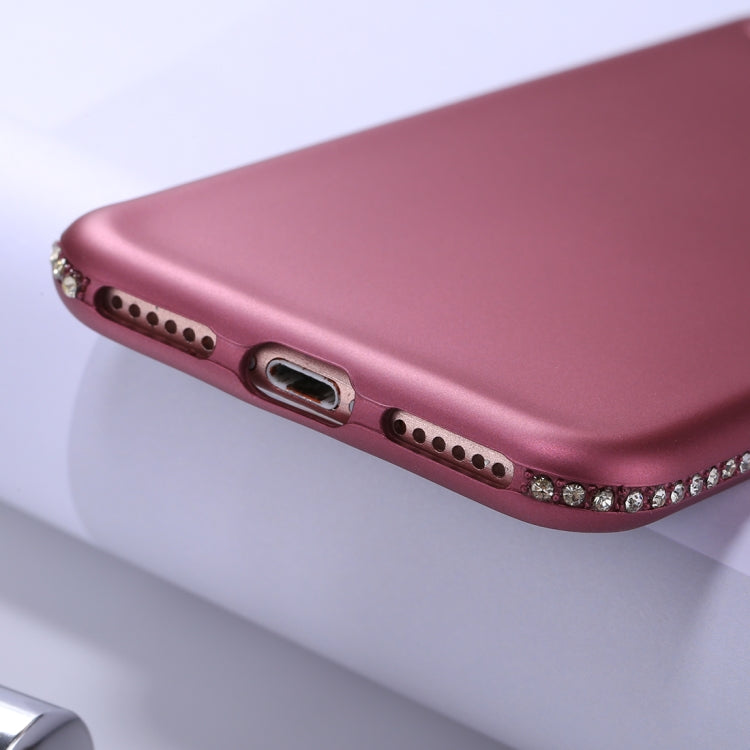 For iPhone SE 2020 & 8 & 7 Crystal Decor Sides Frosted Soft TPU Protective Back Case