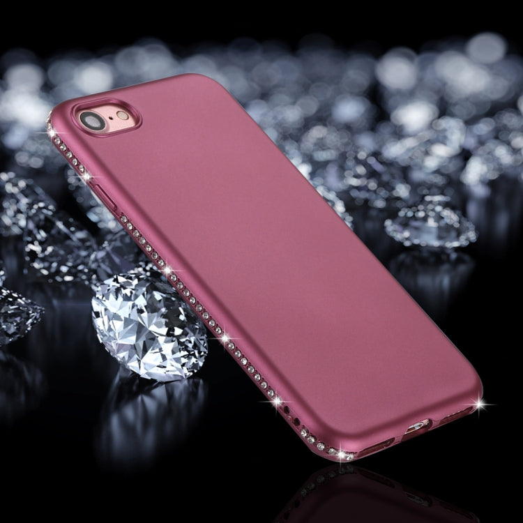 For iPhone SE 2020 & 8 & 7 Crystal Decor Sides Frosted Soft TPU Protective Back Case