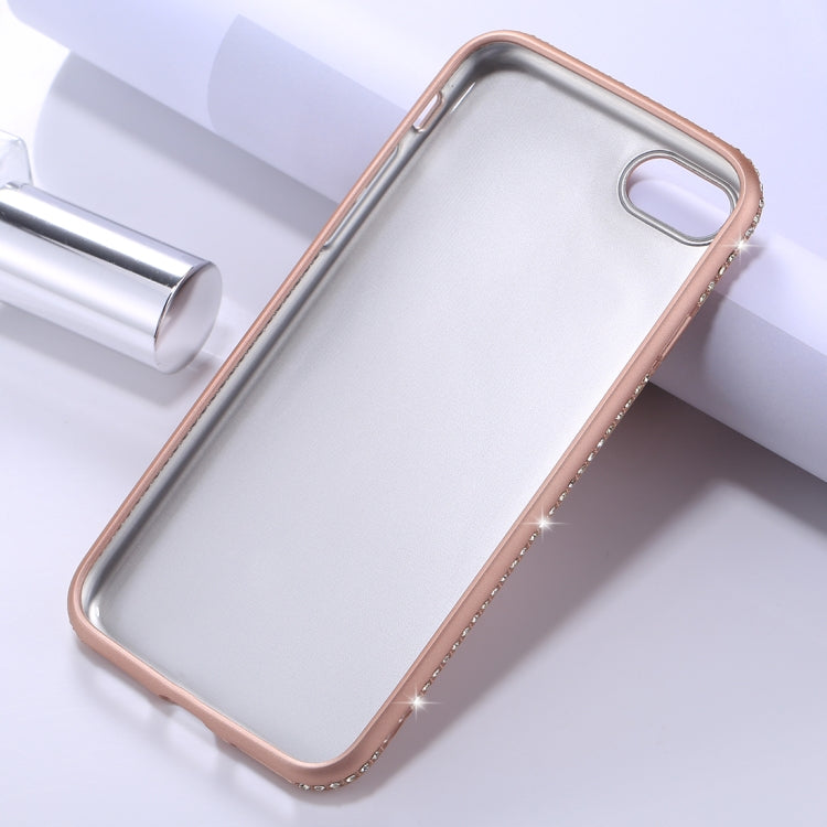 For iPhone SE 2020 & 8 & 7 Crystal Decor Sides Frosted Soft TPU Protective Back Case