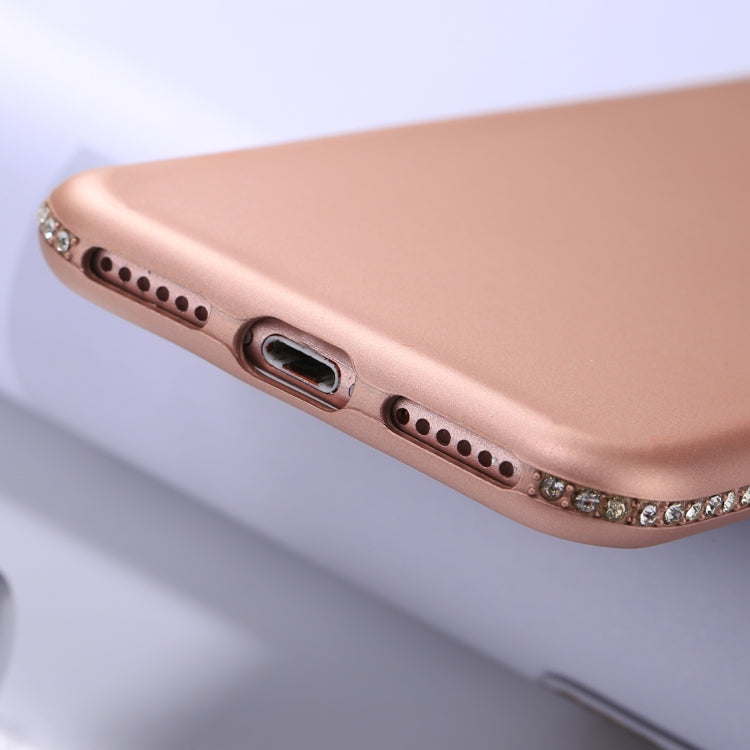 For iPhone SE 2020 & 8 & 7 Crystal Decor Sides Frosted Soft TPU Protective Back Case