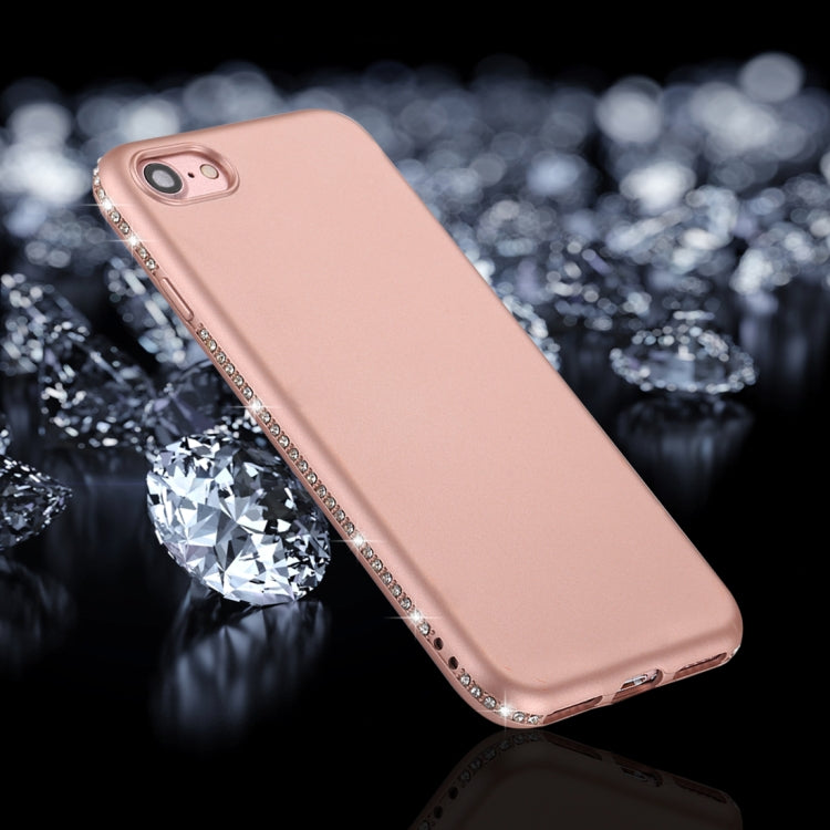 For iPhone SE 2020 & 8 & 7 Crystal Decor Sides Frosted Soft TPU Protective Back Case