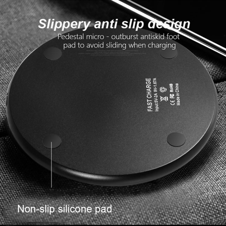 N9 5V/1A Output Aviation Aluminum Qi Standard Wireless Charger, For iPhone X & 8 & 8 Plus, Galaxy S8 & S8 +, Huawei, Xiaomi, LG, Nokia, Google and Other Smart Phones