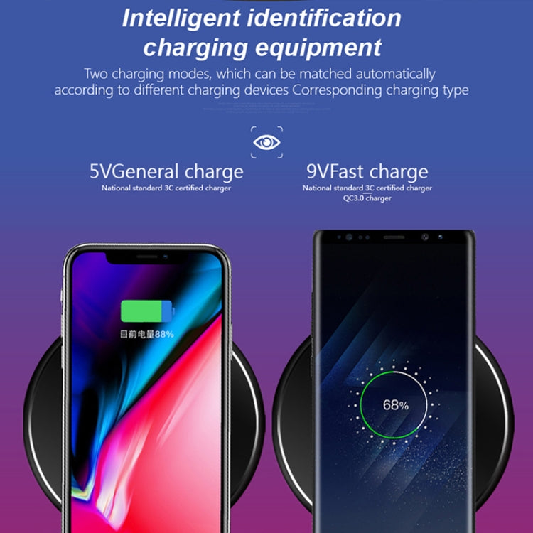 N9 5V/1A Output Aviation Aluminum Qi Standard Wireless Charger, For iPhone X & 8 & 8 Plus, Galaxy S8 & S8 +, Huawei, Xiaomi, LG, Nokia, Google and Other Smart Phones