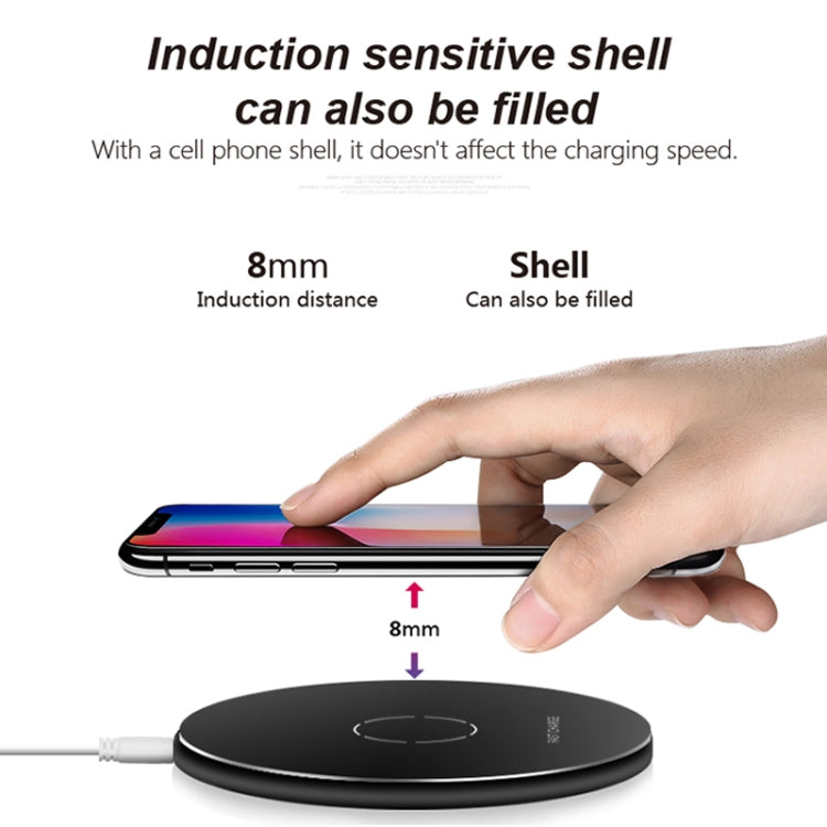 N9 5V/1A Output Aviation Aluminum Qi Standard Wireless Charger, For iPhone X & 8 & 8 Plus, Galaxy S8 & S8 +, Huawei, Xiaomi, LG, Nokia, Google and Other Smart Phones