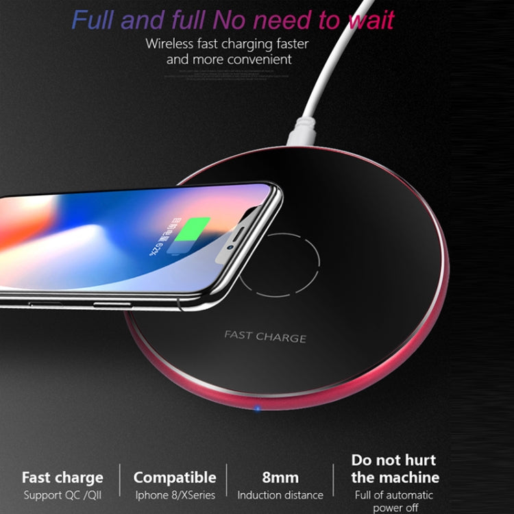 N9 5V/1A Output Aviation Aluminum Qi Standard Wireless Charger, For iPhone X & 8 & 8 Plus, Galaxy S8 & S8 +, Huawei, Xiaomi, LG, Nokia, Google and Other Smart Phones