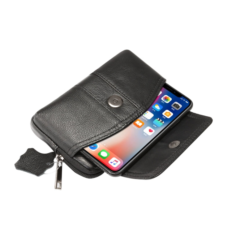 5.2 inch and Below Universal Genuine Leather Men Horizontal Style Case Waist Bag with Belt Hole, For iPhone, Samsung, Sony, Huawei, Meizu, Lenovo, ASUS, Oneplus, Xiaomi, Cubot, Ulefone, Letv, DOOGEE, Vkworld, and other