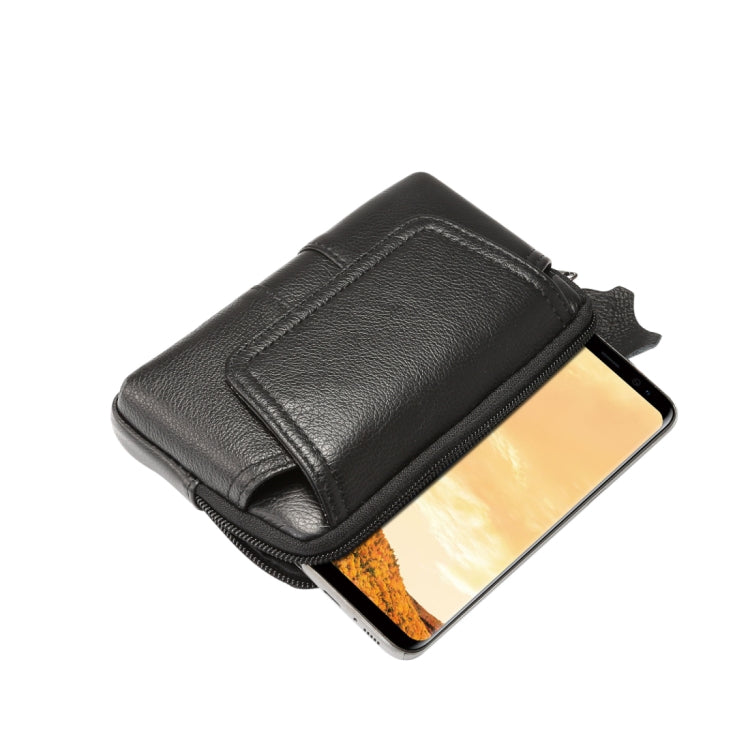 5.2 inch and Below Universal Genuine Leather Men Horizontal Style Case Waist Bag with Belt Hole, For iPhone, Samsung, Sony, Huawei, Meizu, Lenovo, ASUS, Oneplus, Xiaomi, Cubot, Ulefone, Letv, DOOGEE, Vkworld, and other