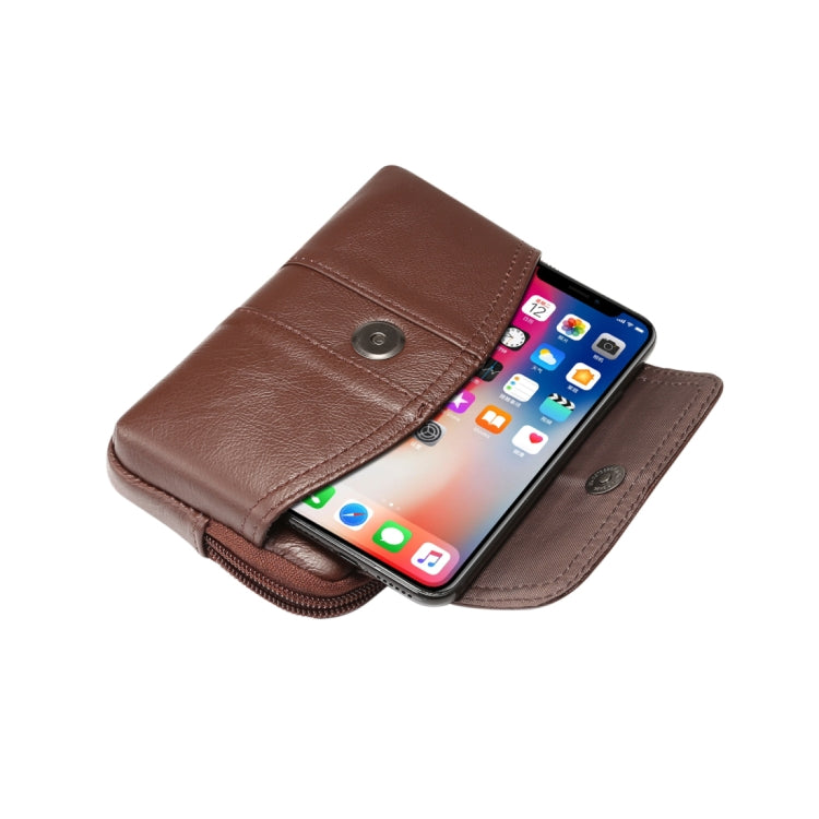 5.2 inch and Below Universal Genuine Leather Men Horizontal Style Case Waist Bag with Belt Hole, For iPhone, Samsung, Sony, Huawei, Meizu, Lenovo, ASUS, Oneplus, Xiaomi, Cubot, Ulefone, Letv, DOOGEE, Vkworld, and other