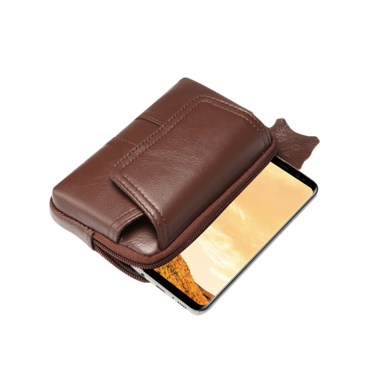 5.2 inch and Below Universal Genuine Leather Men Horizontal Style Case Waist Bag with Belt Hole, For iPhone, Samsung, Sony, Huawei, Meizu, Lenovo, ASUS, Oneplus, Xiaomi, Cubot, Ulefone, Letv, DOOGEE, Vkworld, and other