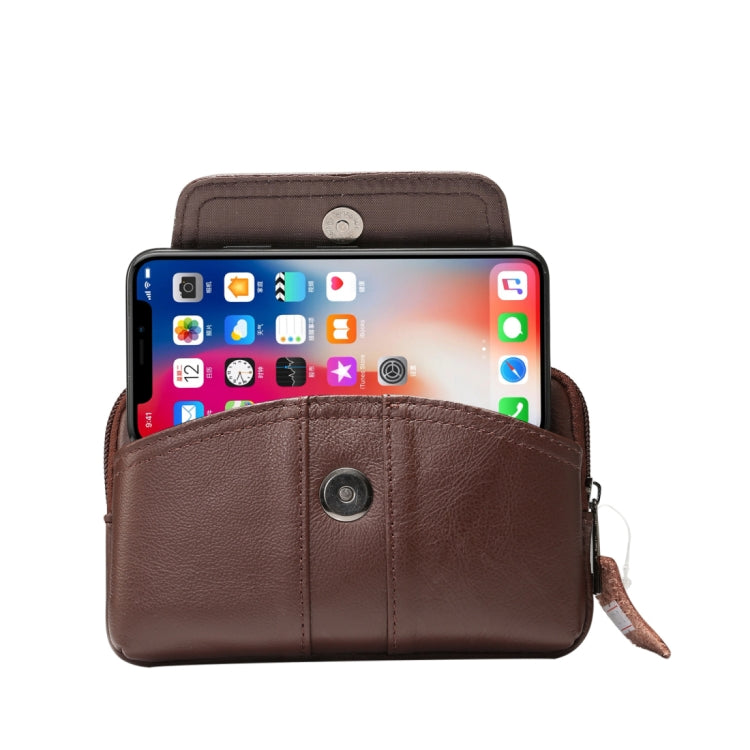 5.2 inch and Below Universal Genuine Leather Men Horizontal Style Case Waist Bag with Belt Hole, For iPhone, Samsung, Sony, Huawei, Meizu, Lenovo, ASUS, Oneplus, Xiaomi, Cubot, Ulefone, Letv, DOOGEE, Vkworld, and other