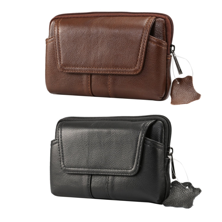5.2 inch and Below Universal Genuine Leather Men Horizontal Style Case Waist Bag with Belt Hole, For iPhone, Samsung, Sony, Huawei, Meizu, Lenovo, ASUS, Oneplus, Xiaomi, Cubot, Ulefone, Letv, DOOGEE, Vkworld, and other