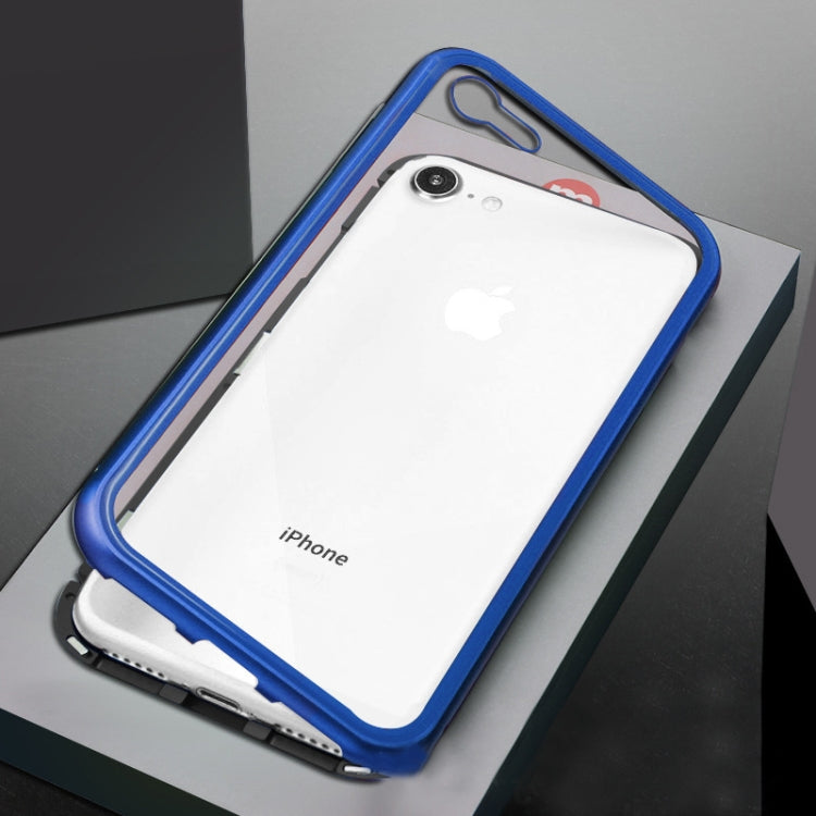 Ultra Slim Magnetic Adsorption Metal Frame Tempered Glass Back Magnet Flip Case For iPhone SE 2020 & 8 & 7