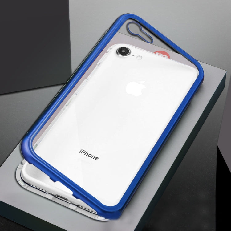Ultra Slim Magnetic Adsorption Metal Frame Tempered Glass Back Magnet Flip Case For iPhone SE 2020 & 8 & 7