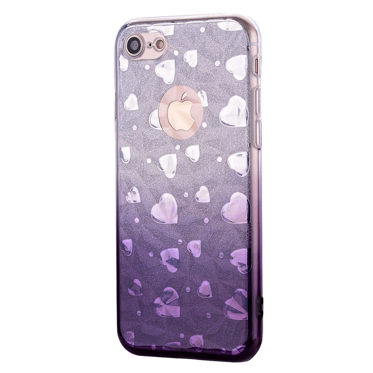 Heart Pattern Diamond Texture TPU Protector Back Cover Case For iPhone SE 2020 / 8 / 7