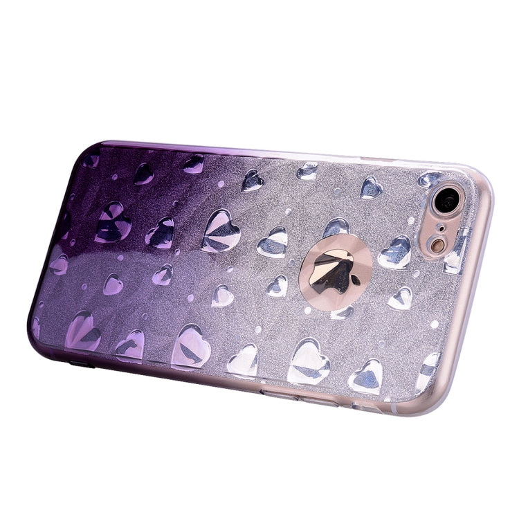 Heart Pattern Diamond Texture TPU Protector Back Cover Case For iPhone SE 2020 / 8 / 7