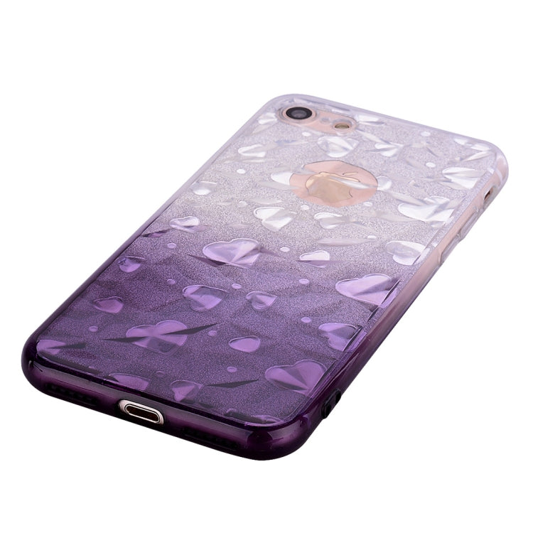 Heart Pattern Diamond Texture TPU Protector Back Cover Case For iPhone SE 2020 / 8 / 7