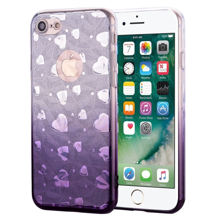 Heart Pattern Diamond Texture TPU Protector Back Cover Case For iPhone SE 2020 / 8 / 7