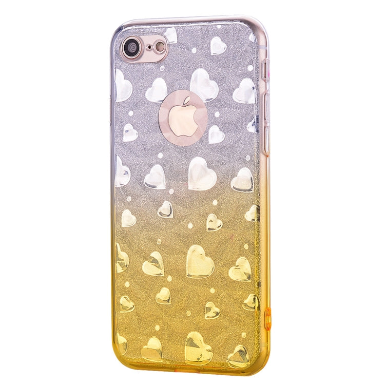 Heart Pattern Diamond Texture TPU Protector Back Cover Case For iPhone SE 2020 / 8 / 7