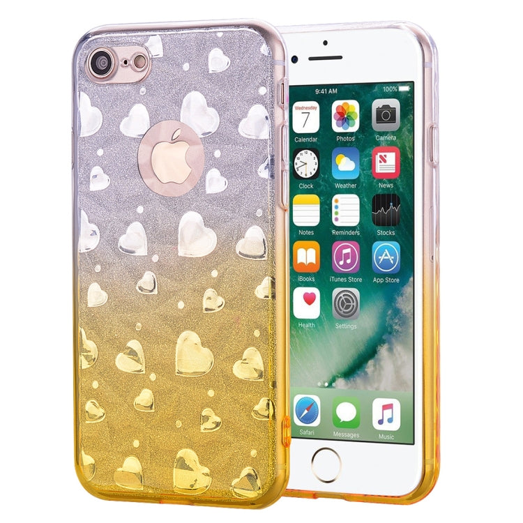 Heart Pattern Diamond Texture TPU Protector Back Cover Case For iPhone SE 2020 / 8 / 7