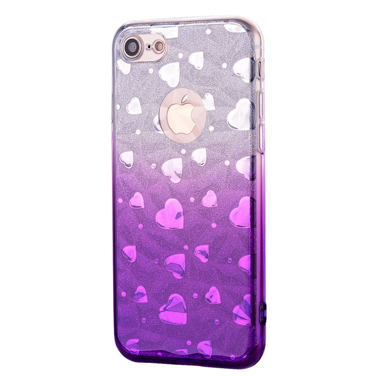 Heart Pattern Diamond Texture TPU Protector Back Cover Case For iPhone SE 2020 / 8 / 7