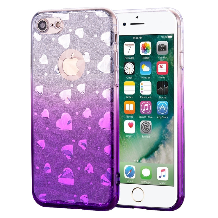 Heart Pattern Diamond Texture TPU Protector Back Cover Case For iPhone SE 2020 / 8 / 7