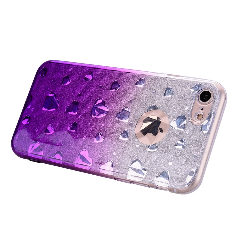 Heart Pattern Diamond Texture TPU Protector Back Cover Case For iPhone SE 2020 / 8 / 7