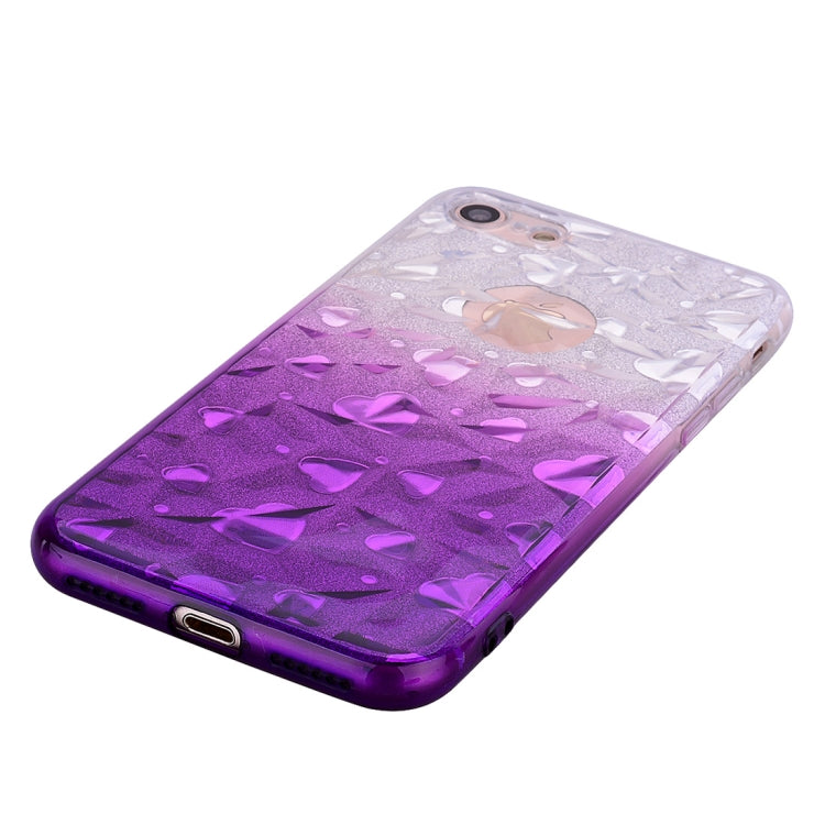 Heart Pattern Diamond Texture TPU Protector Back Cover Case For iPhone SE 2020 / 8 / 7