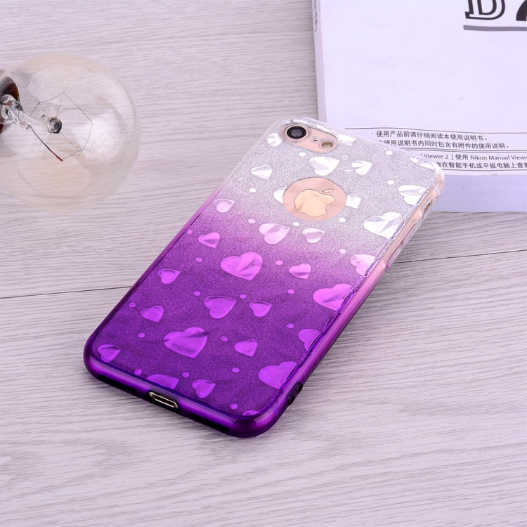 Heart Pattern Diamond Texture TPU Protector Back Cover Case For iPhone SE 2020 / 8 / 7