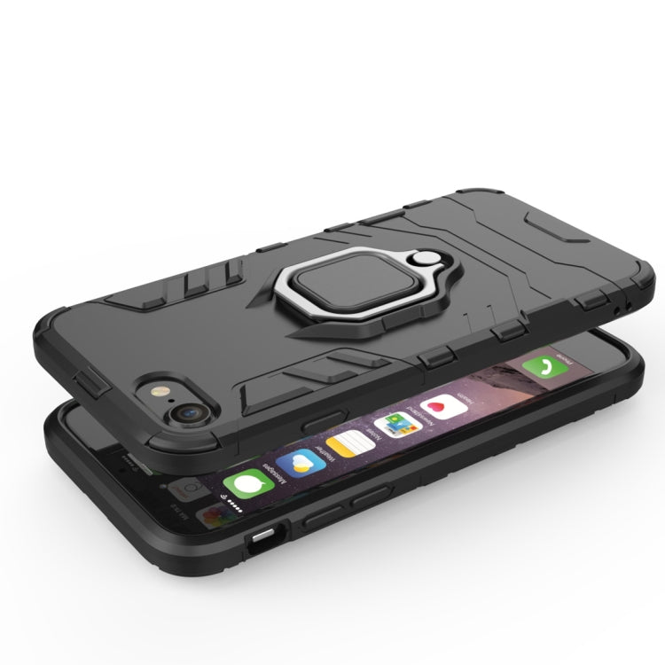 PC + TPU Shockproof Protective Case For iPhone SE 2020 & 8 & 7, with Magnetic Ring Holder (Black)