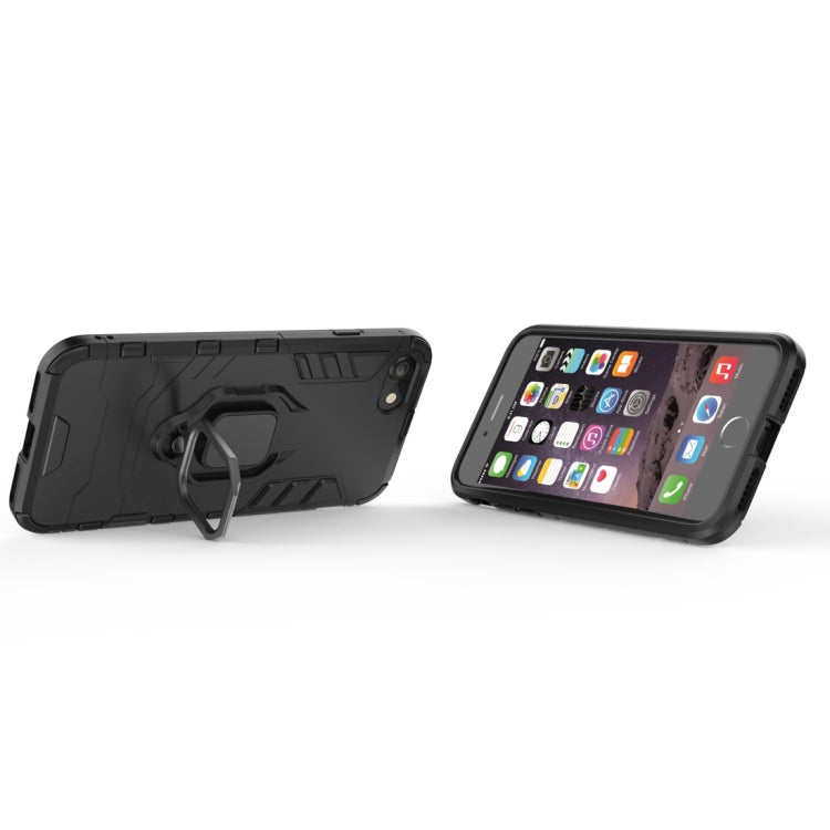 PC + TPU Shockproof Protective Case For iPhone SE 2020 & 8 & 7, with Magnetic Ring Holder (Black)