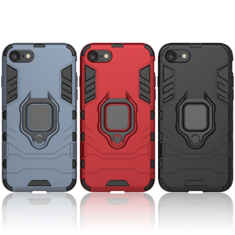 PC + TPU Shockproof Protective Case For iPhone SE 2020 & 8 & 7, with Magnetic Ring Holder (Black)